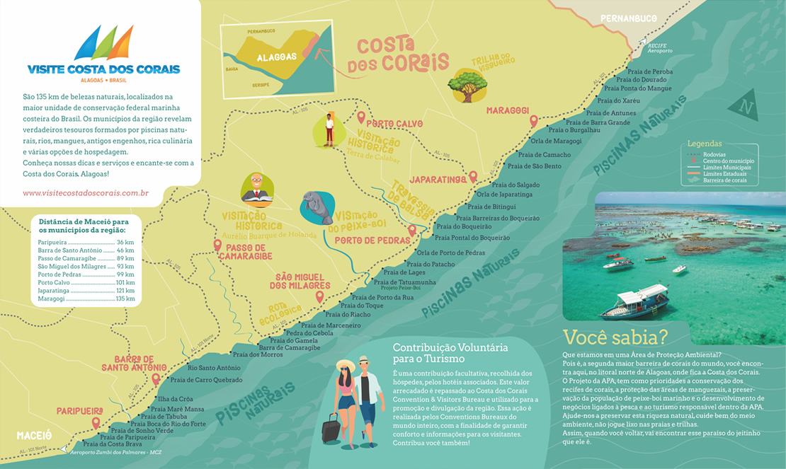 Visite Costa dos Corais - Costa dos Corais Convention & Visitors Bureau - Mapa